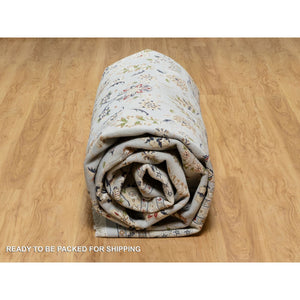 9'9"x14'3" Beau Blue, Wool and Silk, Hand Knotted, Nain with Large Center Medallion, 250 KPSI, Oriental Rug FWR545232