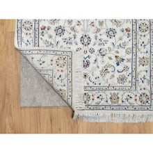Load image into Gallery viewer, 2&#39;7&quot;x12&#39;2&quot; Natural White, 250 Kpsi, Wool And Silk, Nain All Over Floral Design, Hand Knotted, Runner, Oriental Rug FWR545238