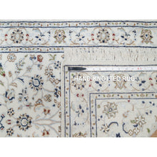 Load image into Gallery viewer, 2&#39;7&quot;x12&#39;2&quot; Natural White, 250 KPSI, Wool and Silk, Nain All Over Floral Design, Hand Knotted, Runner, Oriental Rug FWR545238