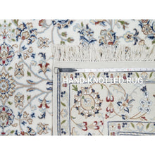 Load image into Gallery viewer, 5&#39;x7&#39; Powder White, Nain with All Over Flower Design, 250 KPSI, Soft Wool, Hand Knotted, Oriental Rug FWR395832