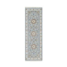 Load image into Gallery viewer, 2&#39;8&quot;x8&#39;3&quot; Beau Blue, 250 KPSI, Wool and Silk, Hand Knotted, Nain with Large Center Medallion, Runner, Oriental Rug FWR545274