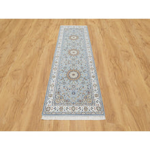Load image into Gallery viewer, 2&#39;8&quot;x8&#39;3&quot; Beau Blue, 250 KPSI, Wool and Silk, Hand Knotted, Nain with Large Center Medallion, Runner, Oriental Rug FWR545274