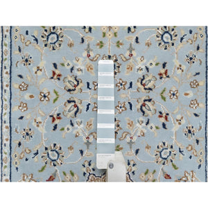 2'8"x8'3" Beau Blue, 250 KPSI, Wool and Silk, Hand Knotted, Nain with Large Center Medallion, Runner, Oriental Rug FWR545274