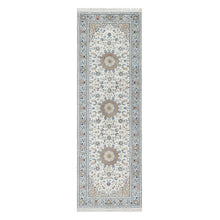 Load image into Gallery viewer, 2&#39;8&quot;x8&#39;3&quot; Stone White, Hand Knotted, 250 KPSI, Nain with Center Medallion, Wool and Silk, Runner, Oriental Rug FWR545286