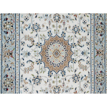 Load image into Gallery viewer, 2&#39;8&quot;x8&#39;3&quot; Stone White, Hand Knotted, 250 KPSI, Nain with Center Medallion, Wool and Silk, Runner, Oriental Rug FWR545286