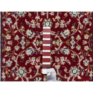 2'8"x6'8" Rosewood Red, Wool And Silk, Nain With Center Medallion Flower Design, Hand Knotted, 250 Kpsi, Oriental Rug FWR545292