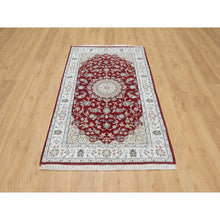 Load image into Gallery viewer, 3&#39;x5&#39;3&quot; Falu Red, Hand Knotted, Wool and Silk, Nain with Large Medallion, 250 KPSI, Oriental Rug FWR545364