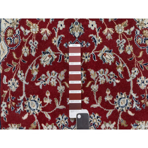 3'x5'3" Falu Red, Hand Knotted, Wool and Silk, Nain with Large Medallion, 250 KPSI, Oriental Rug FWR545364