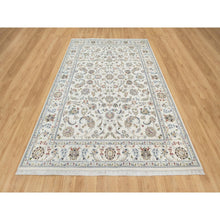 Load image into Gallery viewer, 5&#39;10&quot;x9&#39;1&quot; Natural White, Hand Knotted, Nain All Over Floral Design, 250 Kpsi, Wool And Silk, Oriental Rug FWR545376