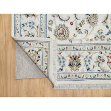 Load image into Gallery viewer, 5&#39;10&quot;x9&#39;1&quot; Natural White, Hand Knotted, Nain All Over Floral Design, 250 Kpsi, Wool And Silk, Oriental Rug FWR545376