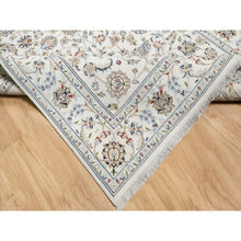 Load image into Gallery viewer, 5&#39;10&quot;x9&#39;1&quot; Natural White, Hand Knotted, Nain All Over Floral Design, 250 Kpsi, Wool And Silk, Oriental Rug FWR545376
