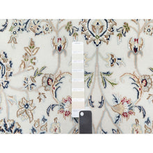 Load image into Gallery viewer, 5&#39;10&quot;x9&#39;1&quot; Natural White, Hand Knotted, Nain All Over Floral Design, 250 Kpsi, Wool And Silk, Oriental Rug FWR545376