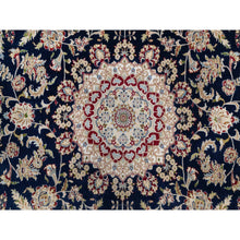 Load image into Gallery viewer, 9&#39;8&quot;x14&#39;2&quot; Vulcan Blue, Hand Knotted, Nain With Center Medallion Flower Design, 250 Kpsi, Wool And Silk, Oriental Rug FWR545394