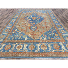 Load image into Gallery viewer, 9&#39;10&quot;x13&#39;8&quot; Dark Vanilla Brown, Peshawar Heriz With Antique Serapi Design, Vegetable Dyes, Hand Knotted, Shiny High Mountain Wool, Densely Woven, Soft Pile, Oriental Rug FWR5448