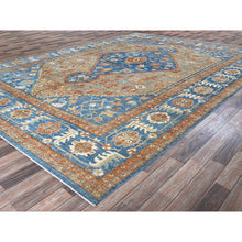 Load image into Gallery viewer, 9&#39;10&quot;x13&#39;8&quot; Dark Vanilla Brown, Peshawar Heriz With Antique Serapi Design, Vegetable Dyes, Hand Knotted, Shiny High Mountain Wool, Densely Woven, Soft Pile, Oriental Rug FWR5448