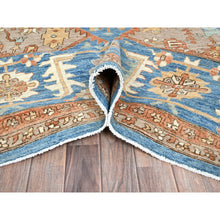 Load image into Gallery viewer, 9&#39;10&quot;x13&#39;8&quot; Dark Vanilla Brown, Peshawar Heriz With Antique Serapi Design, Vegetable Dyes, Hand Knotted, Shiny High Mountain Wool, Densely Woven, Soft Pile, Oriental Rug FWR5448