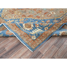 Load image into Gallery viewer, 9&#39;10&quot;x13&#39;8&quot; Dark Vanilla Brown, Peshawar Heriz With Antique Serapi Design, Vegetable Dyes, Hand Knotted, Shiny High Mountain Wool, Densely Woven, Soft Pile, Oriental Rug FWR5448
