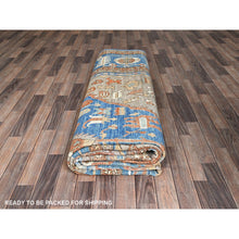 Load image into Gallery viewer, 9&#39;10&quot;x13&#39;8&quot; Dark Vanilla Brown, Peshawar Heriz With Antique Serapi Design, Vegetable Dyes, Hand Knotted, Shiny High Mountain Wool, Densely Woven, Soft Pile, Oriental Rug FWR5448