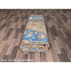9'10"x13'8" Dark Vanilla Brown, Peshawar Heriz With Antique Serapi Design, Vegetable Dyes, Hand Knotted, Shiny High Mountain Wool, Densely Woven, Soft Pile, Oriental Rug FWR5448