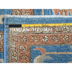 9'10"x13'8" Dark Vanilla Brown, Peshawar Heriz With Antique Serapi Design, Vegetable Dyes, Hand Knotted, Shiny High Mountain Wool, Densely Woven, Soft Pile, Oriental Rug FWR5448