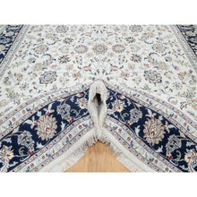 Load image into Gallery viewer, 8&#39;7&quot;x12&#39; Spring White, Wool and Silk, Nain All Over Flower Design, 250 KPSI, Hand Knotted, Oriental Rug FWR545400