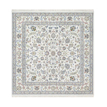 Load image into Gallery viewer, 10&#39;x10&#39; Isabelline White, Wool and Silk, Hand Knotted, 250 KPSI, Nain All Over Floral Design, Square, Oriental Rug FWR545436