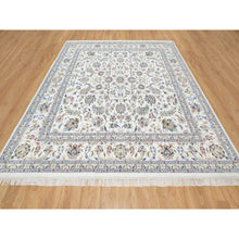 Load image into Gallery viewer, 10&#39;x10&#39; Isabelline White, Wool and Silk, Hand Knotted, 250 KPSI, Nain All Over Floral Design, Square, Oriental Rug FWR545436