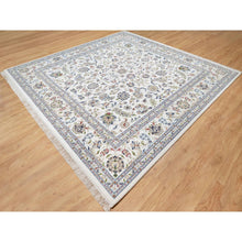 Load image into Gallery viewer, 10&#39;x10&#39; Isabelline White, Wool and Silk, Hand Knotted, 250 KPSI, Nain All Over Floral Design, Square, Oriental Rug FWR545436