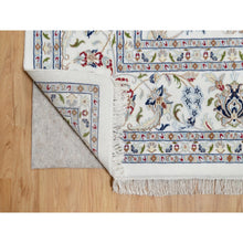 Load image into Gallery viewer, 10&#39;x10&#39; Isabelline White, Wool And Silk, Hand Knotted, 250 Kpsi, Nain All Over Floral Design, Square, Oriental Rug FWR545436