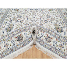 Load image into Gallery viewer, 10&#39;x10&#39; Isabelline White, Wool and Silk, Hand Knotted, 250 KPSI, Nain All Over Floral Design, Square, Oriental Rug FWR545436
