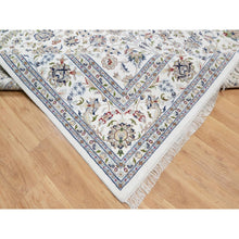 Load image into Gallery viewer, 10&#39;x10&#39; Isabelline White, Wool And Silk, Hand Knotted, 250 Kpsi, Nain All Over Floral Design, Square, Oriental Rug FWR545436