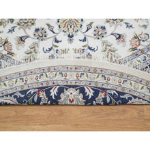 Load image into Gallery viewer, 9&#39;9&quot;x9&#39;9&quot; Rice White, Hand Knotted, Wool and Silk, Nain All Over Flower Design, 250 KPSI, Oriental Rug FWR545442