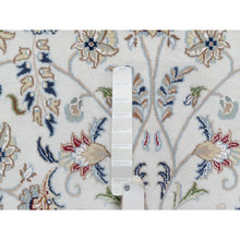 Load image into Gallery viewer, 9&#39;9&quot;x9&#39;9&quot; Rice White, Hand Knotted, Wool and Silk, Nain All Over Flower Design, 250 KPSI, Oriental Rug FWR545442