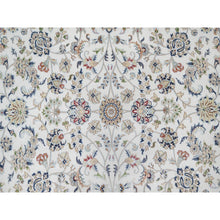 Load image into Gallery viewer, 9&#39;9&quot;x9&#39;9&quot; Rice White, Hand Knotted, Wool and Silk, Nain All Over Flower Design, 250 KPSI, Oriental Rug FWR545442