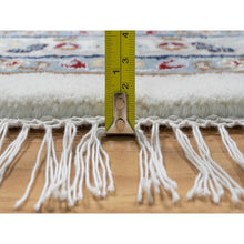 Load image into Gallery viewer, 9&#39;9&quot;x9&#39;9&quot; Rice White, Hand Knotted, Wool and Silk, Nain All Over Flower Design, 250 KPSI, Oriental Rug FWR545442