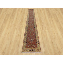Load image into Gallery viewer, 2&#39;7&quot;x18&#39;2&quot; Currant Red With Satin Sheen Gold, Soft Pile Vibrant Wool, Vegetable Dyes And Denser Weave, Antiqued Fine Heriz Re-creation, Hand Knotted, Oriental Xl Runner Rug FWR545490