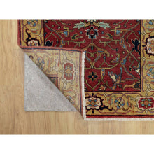 Load image into Gallery viewer, 2&#39;7&quot;x18&#39;2&quot; Currant Red With Satin Sheen Gold, Soft Pile Vibrant Wool, Vegetable Dyes And Denser Weave, Antiqued Fine Heriz Re-creation, Hand Knotted, Oriental Xl Runner Rug FWR545490