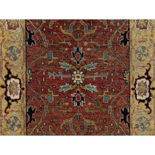 Load image into Gallery viewer, 2&#39;7&quot;x18&#39;2&quot; Currant Red With Satin Sheen Gold, Soft Pile Vibrant Wool, Vegetable Dyes And Denser Weave, Antiqued Fine Heriz Re-creation, Hand Knotted, Oriental Xl Runner Rug FWR545490