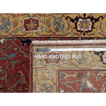 Load image into Gallery viewer, 2&#39;7&quot;x18&#39;2&quot; Currant Red With Satin Sheen Gold, Soft Pile Vibrant Wool, Vegetable Dyes And Denser Weave, Antiqued Fine Heriz Re-creation, Hand Knotted, Oriental Xl Runner Rug FWR545490