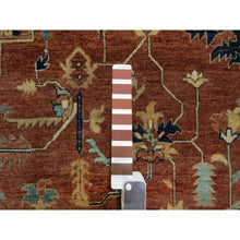 Load image into Gallery viewer, 8&#39;9&quot;x12&#39;1&quot; Ginger Red And Naval Blue, Antiqued Fine Heriz Re-creation Central Geometric Medallion, Denser Weave, Hand Knotted, Vegetable Dyes, Plush Pile, Natural Wool, Oriental Rug FWR545568