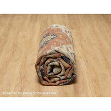 Load image into Gallery viewer, 8&#39;9&quot;x12&#39;1&quot; Ginger Red And Naval Blue, Antiqued Fine Heriz Re-creation Central Geometric Medallion, Denser Weave, Hand Knotted, Vegetable Dyes, Plush Pile, Natural Wool, Oriental Rug FWR545568
