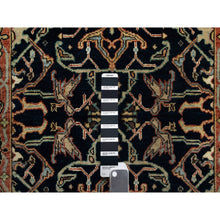 Load image into Gallery viewer, 2&#39;8&quot;x12&#39;1&quot; Caviar Blue, Natural Dyes All Wool, Antiqued Fine Heriz Re-creation, Hand Knotted All Over Vines Design, Denser Weave, Runner Oriental Rug FWR545592