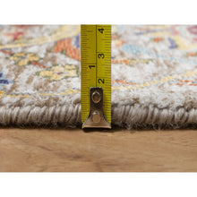 Load image into Gallery viewer, 2&#39;7&quot;x23&#39;10&quot; Eggnog White, Silk With Textured Wool, Hand Knotted Sickle Leaf Design, Soft and Plush, Hand Knotted Oriental XL Runner Rug FWR545658