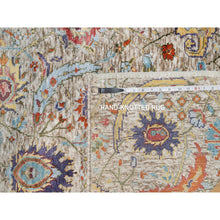 Load image into Gallery viewer, 2&#39;7&quot;x23&#39;10&quot; Eggnog White, Silk With Textured Wool, Hand Knotted Sickle Leaf Design, Soft and Plush, Hand Knotted Oriental XL Runner Rug FWR545658