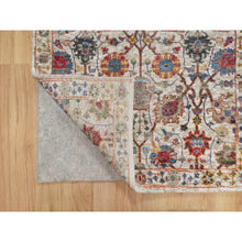 Load image into Gallery viewer, 2&#39;6&quot;x18&#39;4&quot; Dover White, Tabriz Vase With Flower Design, Hand Knotted Silk With Textured Wool, Plush and Lush Soft Pile, Colorful Oriental XL Runner Rug FWR545670