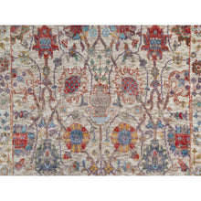 Load image into Gallery viewer, 2&#39;6&quot;x18&#39;4&quot; Dover White, Tabriz Vase With Flower Design, Hand Knotted Silk With Textured Wool, Plush and Lush Soft Pile, Colorful Oriental XL Runner Rug FWR545670