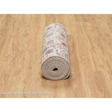 Load image into Gallery viewer, 2&#39;6&quot;x18&#39;4&quot; Dover White, Tabriz Vase With Flower Design, Hand Knotted Silk With Textured Wool, Plush and Lush Soft Pile, Colorful Oriental XL Runner Rug FWR545670