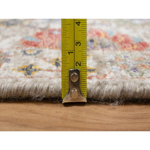 2'6"x18'4" Dover White, Tabriz Vase With Flower Design, Hand Knotted Silk With Textured Wool, Plush and Lush Soft Pile, Colorful Oriental XL Runner Rug FWR545670