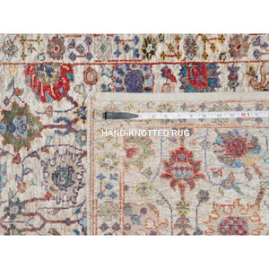 2'6"x18'4" Dover White, Tabriz Vase With Flower Design, Hand Knotted Silk With Textured Wool, Plush and Lush Soft Pile, Colorful Oriental XL Runner Rug FWR545670