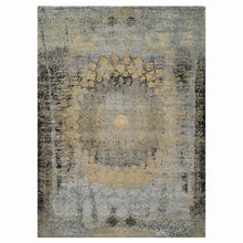 Load image into Gallery viewer, 10&#39;x14&#39; Ecru Brown, Broken and Erased Persian Goombad Design, Hand Knotted Wool and Silk Oxidized, Oriental Rug FWR545676